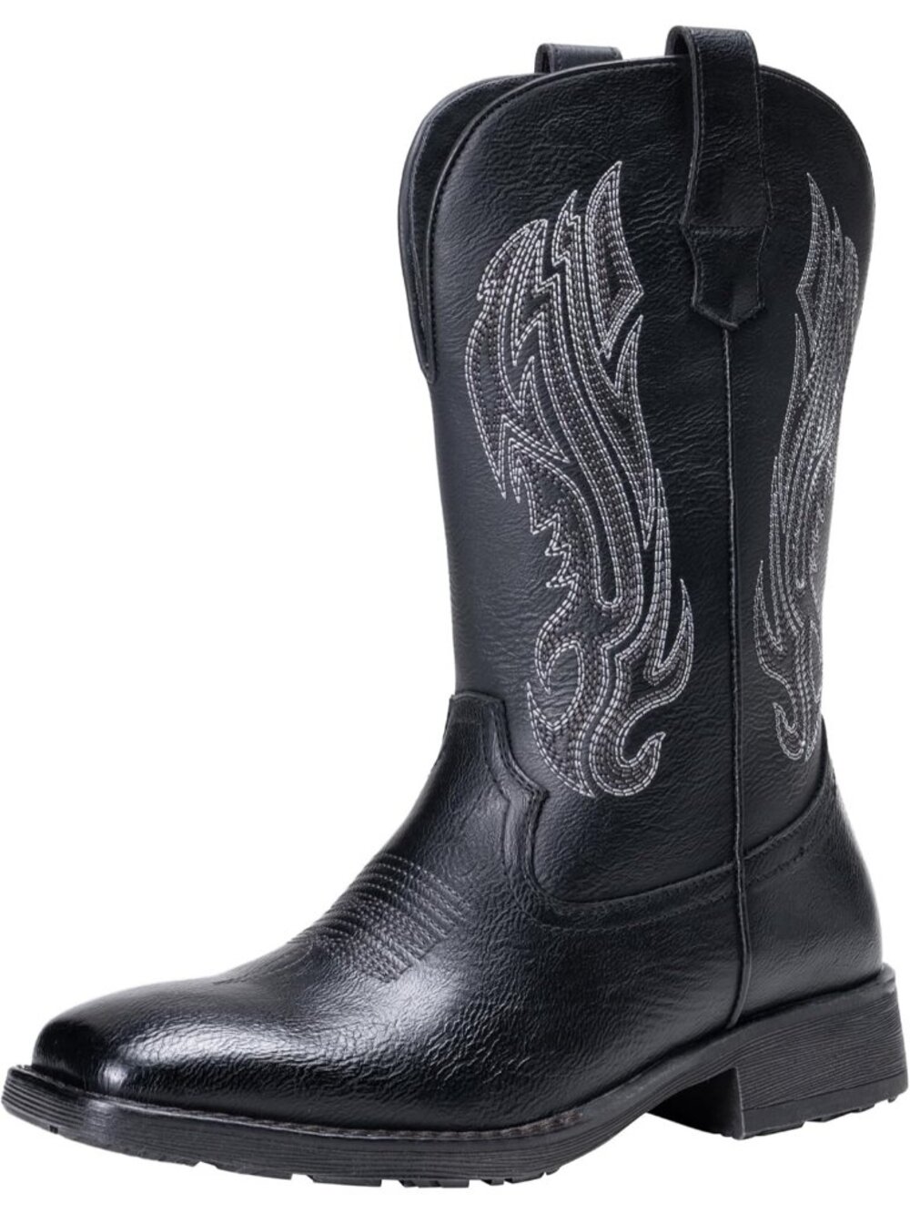 Men's Matt Black Embroidery Square Toe Botas Vaqueros Hombre Western Cowboy Boot